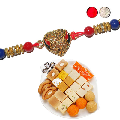 "Rakhi - FR-8450 A-code 084 (Single Rakhi),500gms of Assorted Sweets - Click here to View more details about this Product
